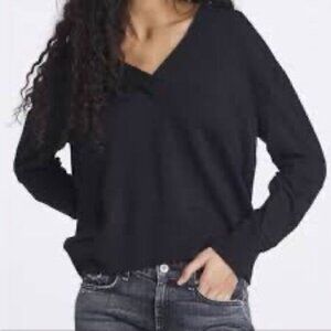 RAG & BONE FLORA PULLOVER V Neck BLACK Modal Sweater Sz M